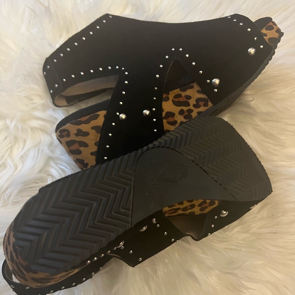 Volatile Black And Leopard Print Wedge. Size 7.. … - image 4